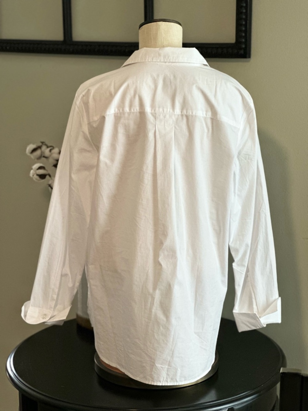 Talbots White Long-Sleeve Women’s Popover Partial Button Down Blouse -L - Picture 2 of 5